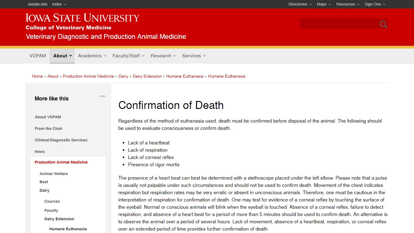 Confirmation of Death | Iowa State University