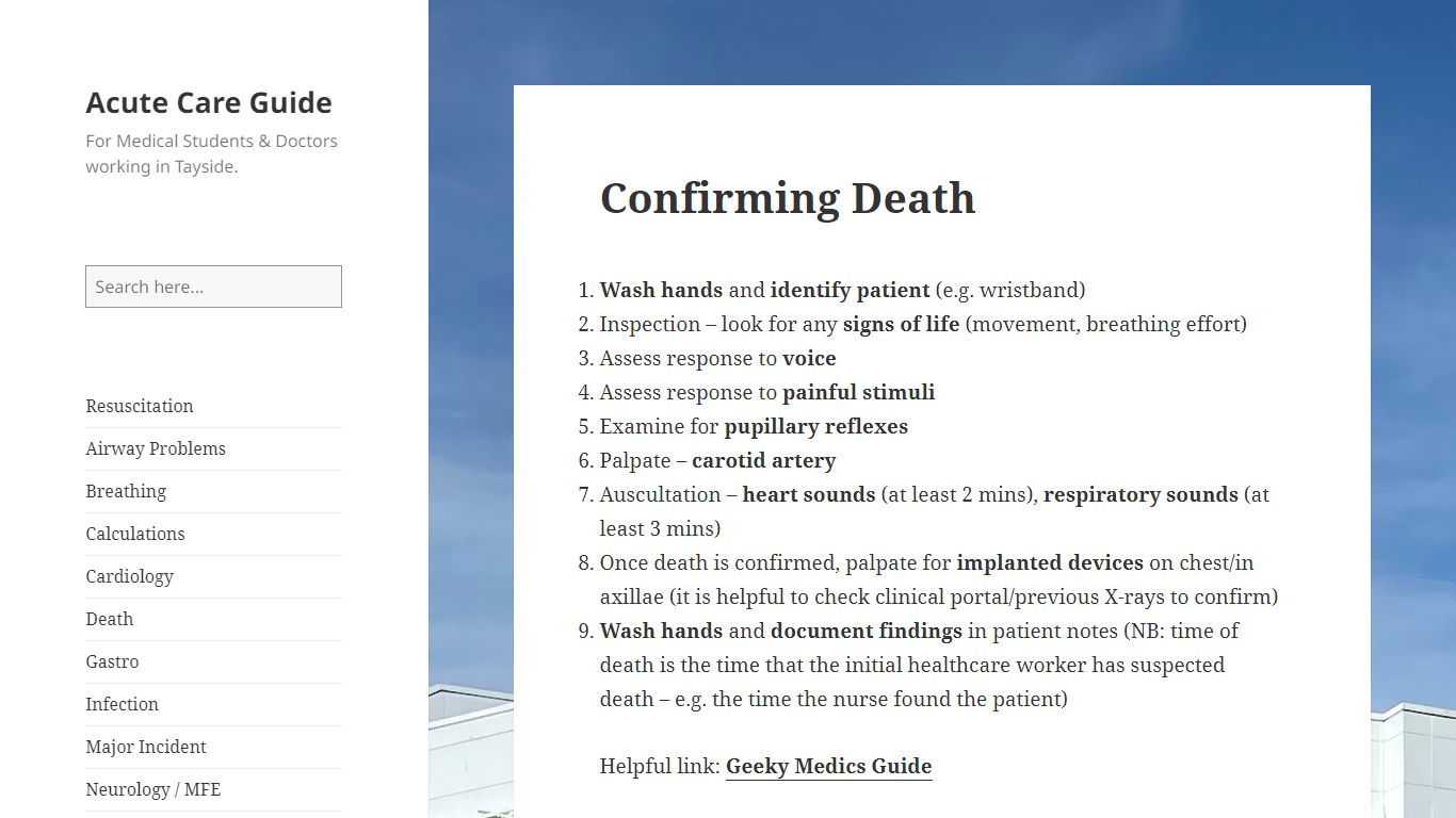 Confirming Death – Acute Care Guide