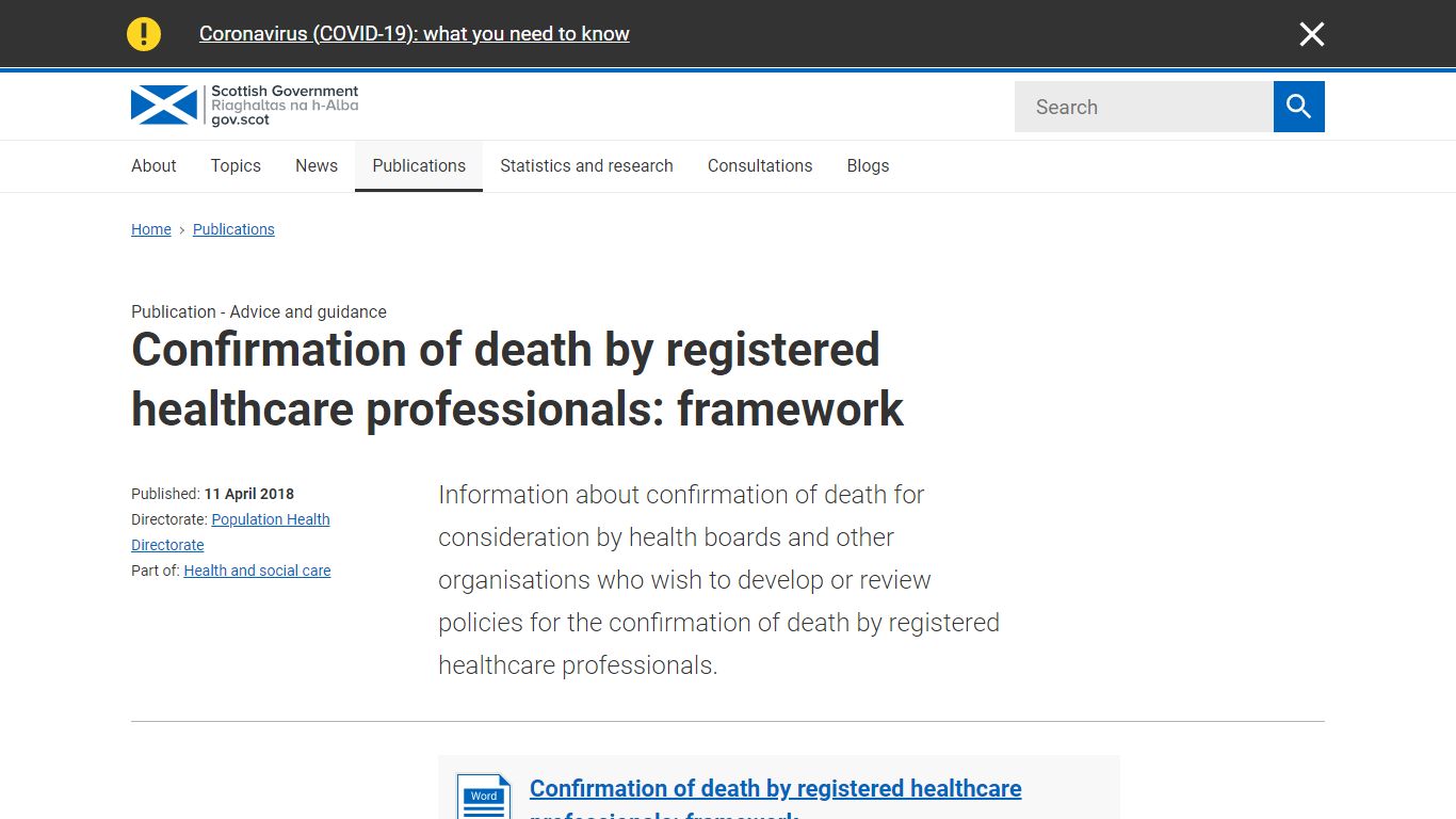 Confirmation of death by registered healthcare professionals: framework